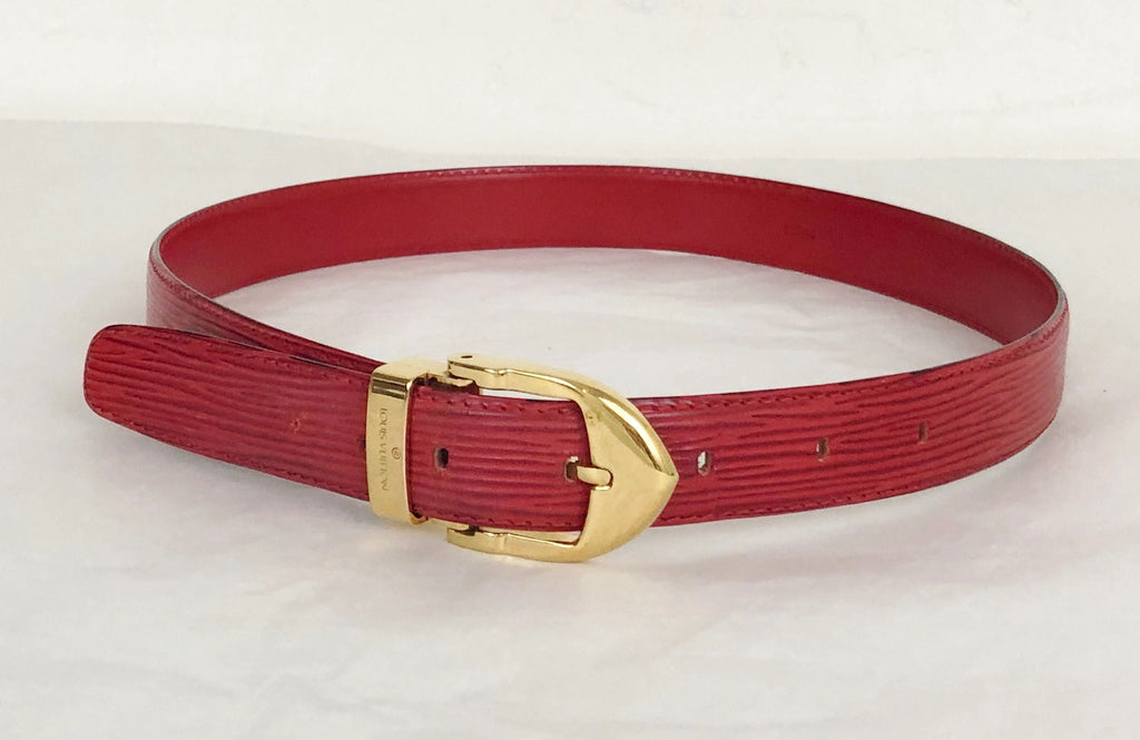 Louis Vuitton Men's Damier Print Reversible Leather Red/Black Belt