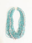 Pearl & Turquoise Bead Multi-Strand Necklace