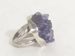 Sterling Raw Crystal Amethyst Ring Size 8