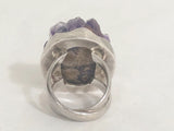 Sterling Raw Crystal Amethyst Ring Size 8