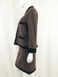 1980's Chanel Velvet Trim Skirt Suit Size M/ 10