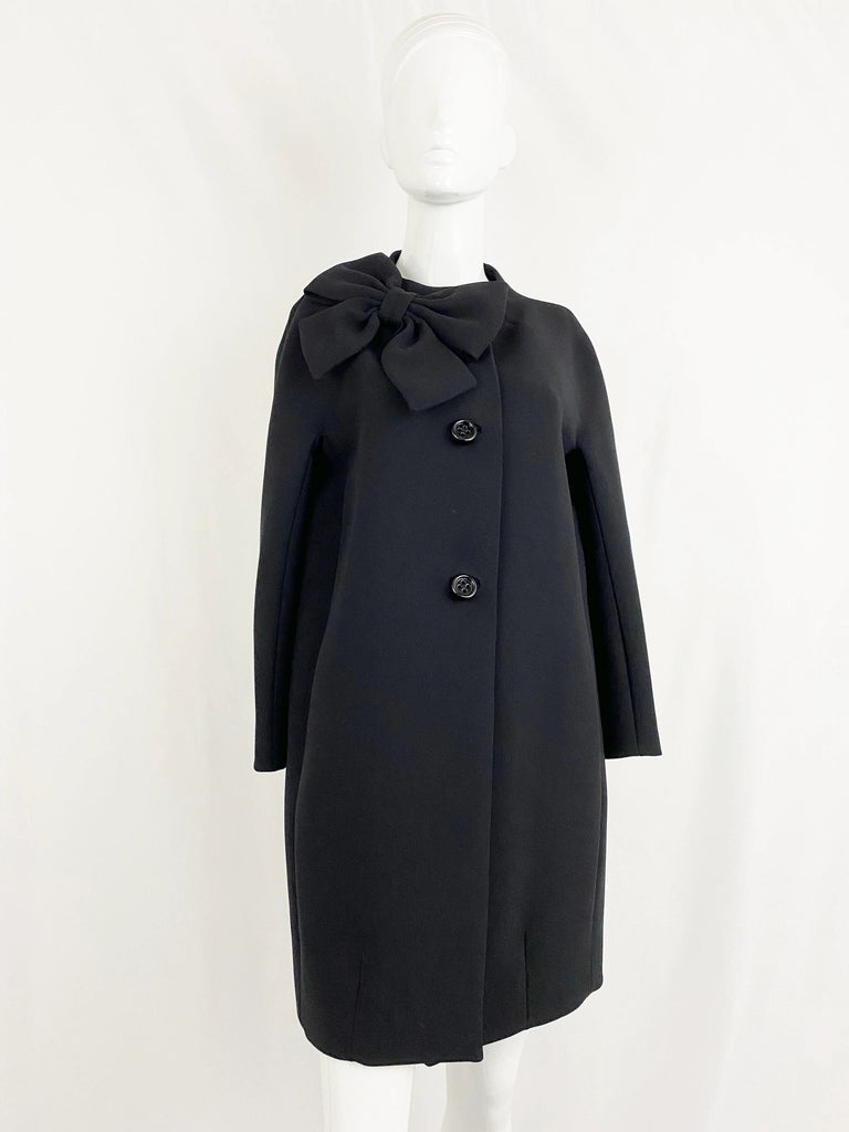 Kate spade black coat with bow clearance