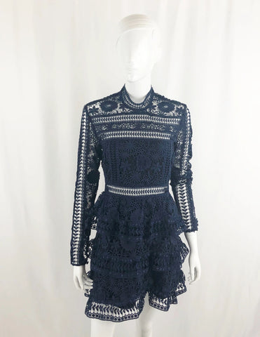 Self Portrait Lace Ruffle Mini Dress Size 12 Uk (8 Us)