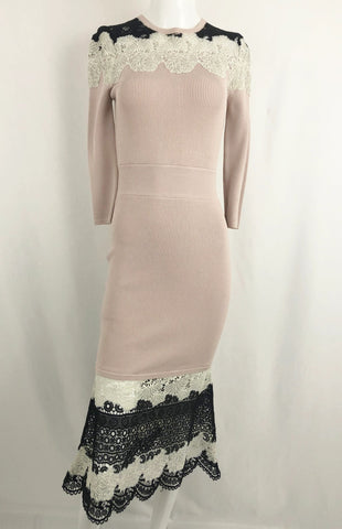 Yigal Azrouel Knit Dress W/ Lace Trim Size M
