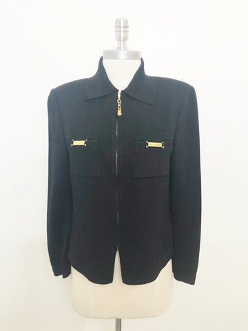 St. John Collection Knit Zip Front Jacket Size S