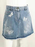 Valentino Denim Butterfly Applique Skirt Size 8