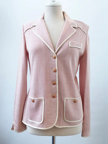 St. John Pink Striped Jacket Size 8