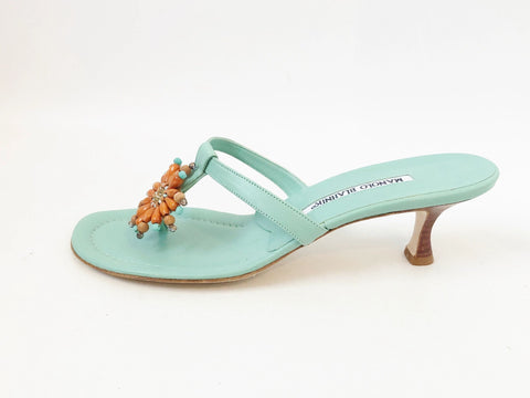 NEW Manolo Blahnik Embellished Sandal Size 39 It (9 Us)