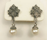 Judith Jack Pearl Marcasite Earrings