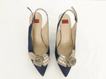 Goffredo Fantini Denim Slingback Size 41 It (11 Us)