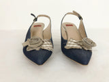 Goffredo Fantini Denim Slingback Size 41 It (11 Us)