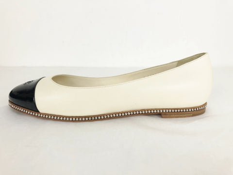 NEW Chanel Ballet Flats With Crystal Accent Size 41 It (11 Us)