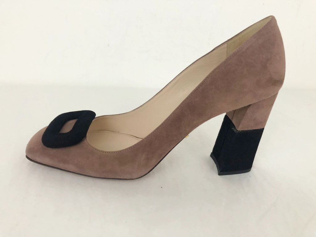 Prada Suede Two Tone Pumps Size 38 It 8 Us KMK Luxury Consignment