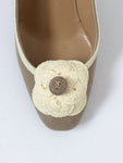 Chanel Canvas Camellia Pump Size 38 It (8 Us)