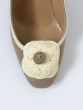 Chanel Canvas Camellia Pump Size 38 It (8 Us)