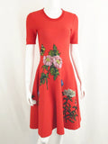 Oscar De La Renta Pointelle Floral Dress Size S