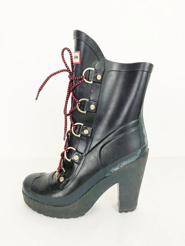 Lace-Up Rubber Boots Size 7