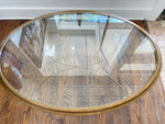 Metal & Glass Oval Coffee Table 48L X 34W X 18H