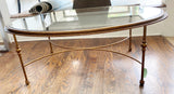 Metal & Glass Oval Coffee Table 48L X 34W X 18H