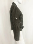 NEW Allsaints Grey Leather Biker Jacket Size 8