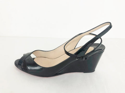 Christian Louboutin Patent Wedge Sandal Size 40 It (10 Us)