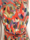 Akris Multi-Colored Belted Dress Size 8