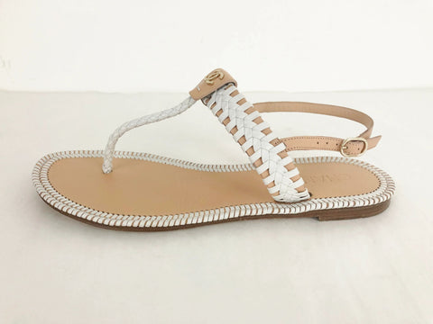 Chanel Whip-Stitch T-Strap Sandal Size 41