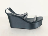 Pedro Garcia Satin Wedge Sandal Size 37 It (7 Us)