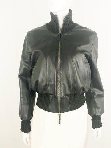 Leather Bomber Jacket Size 44 It (Xs Us)