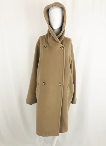 Max Mara Virgin Wool Coat W/Hood Size 14