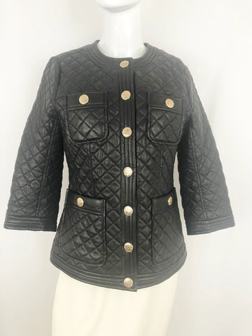 Neiman Marcus Exclusive Quilted Leather Jacket Size S