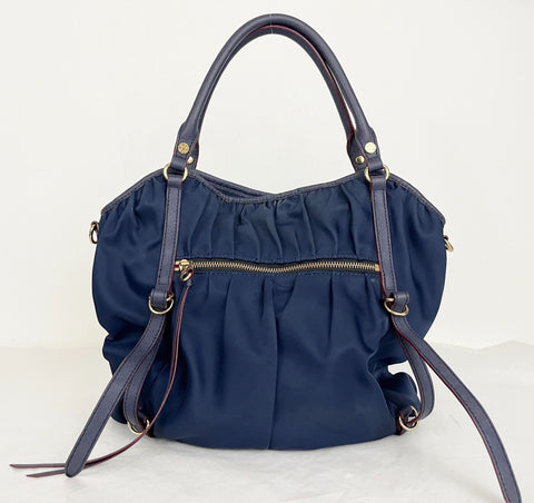Nylon Shoulder Bag With Leather Trim
