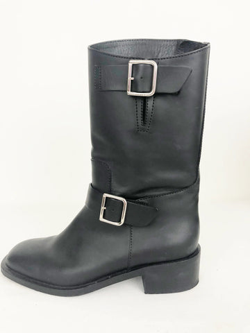 Chanel Moto Buckle Boots Size 7