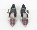 NEW Miu Miu Plaid Pumps Size 37 It (7 Us)