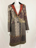 Etro Wool Coat W/ Velvet Collar Size Medium