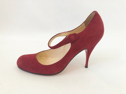 Christian Louboutin Suede Mary Jane Pump Size 39.5 It (9.5 Us)