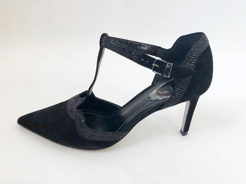 Rene Caovilla Suede T-Strap Pump Size 35 It (5 Us)