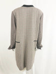 Per Se Checked Coat W/Leather Trim Size 18
