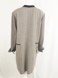 Per Se Checked Coat W/Leather Trim Size 18