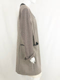 Per Se Checked Coat W/Leather Trim Size 18