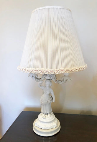 Vintage Porcelain Lamp W/Shade