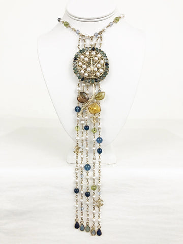 Faux Pearl & Strass Pendant Necklace
