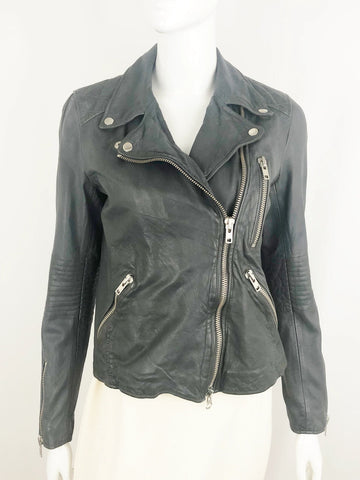 NEW Barney's Grey Leather Jacket Size S