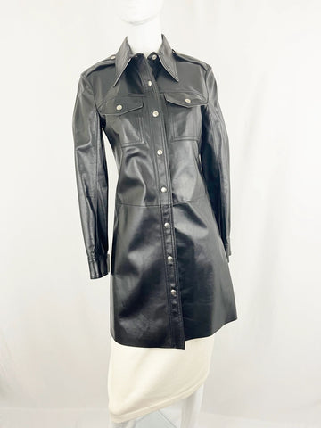 Anne Klein Long Leather Coat Size 6