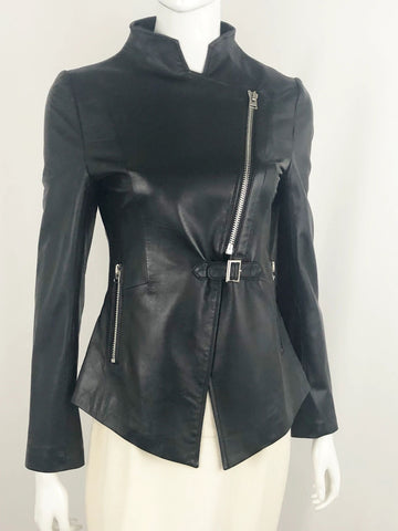 Anne Fontaine Leather Side Zip Coat Size 38 Fr (S/6 Us)