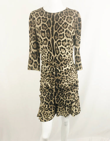 Dolce & Gabbana Animal Print Silk Dress Size 6