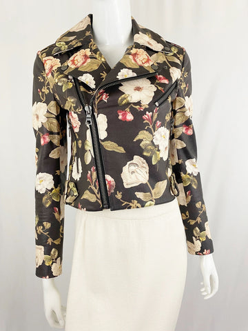 Alice + Olivia Floral Leather Jacket Size XS