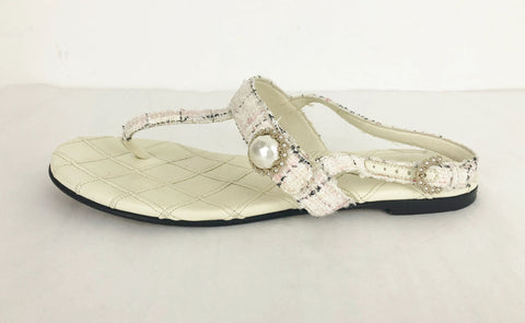 Chanel T-Strap Sandals Size 10.5