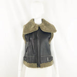 NEW Sandro Shearling Leather Vest Designer Size Small