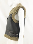 NEW Sandro Shearling Leather Vest Designer Size Small